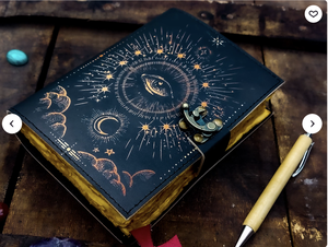NOUVEAU Journaux en cuir à couverture rigide NEW ERA NEO-GM, motif lune dorée, reliure cousue, bords festonnés anciens, 100 feuilles, cadeau vintage - Product Image 2