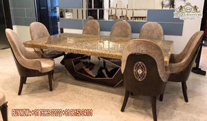 Ensemble de Table à manger de Style Vintage exclusif, meubles de salle à manger au fini noyer moderne, finition luxueuse et brillante - Product Image 2