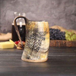 Meilleure vente dernière conception Viking corne de boeuf tasse à boire corne de vache en acier inoxydable 16oz tasse de luxe faite à la main pour les fêtes - Product Image 1