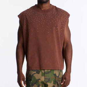 Custom <b>Rhinestone</b> Design Unisex Fashion Oversized Breathable High Quality New Arrival Tank <b>Top</b> Solid Color Cotton Tank <b>Top</b> - Product Image 4