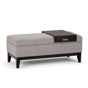 Banc de rangement Cloud Grey Oregon avec plateau, élégants tabourets et ottomanes - Product Image 1