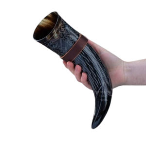 Corne à boire rustique de style viking, faite à la main en corne de vache, surface lisse, pour foire Renaissance, mariage, célébration - Product Image 2