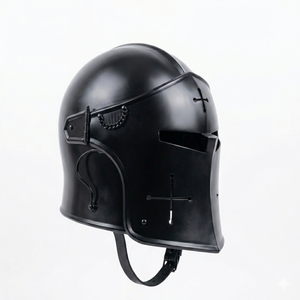 Casco Barbuta Medieval Negro de Acero Suave con Visera Ajustable para Adultos, Armadura de Caballero de Batalla, Disfraz Histórico y Decoración del Hogar - Product Image 3