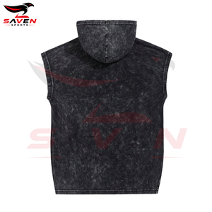 Sudaderas sin mangas estilo vintage lavadas, con patrón de gestos, informales y deportivas, con elementos rebeldes, para venta al por mayor - Product Image 2