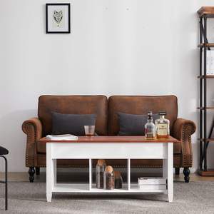 Tavolino da Caffè Moderno con Piano Sollevabile e Vano Nascosto, Arredamento Marrone e Bianco con Elegante Funzione di Sollevamento del Piano - Product Image 6