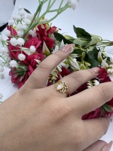 Bague Fleur de Lotus en Laiton Plaqué Argent 925 avec Pierre de Lune Blanche, Bijou Unisexe Fait Main en Pierre Précieuse, Vente en Gros - Product Image 3