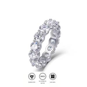 925 <b>Sterling</b> <b>Silver</b> Moissanite Eternity <b>Ring</b> Oval Round Cut Prong <b>Set</b> Wedding Band Gift for Women - Product Image 1