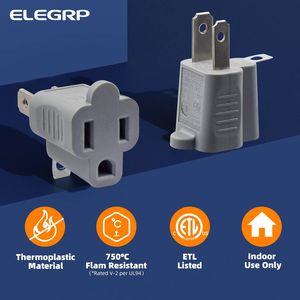 Set di 5 Adattatori e Connettori Grigi Certificati ETL, Convertitore Presa 2-3 Poli, Adattatore Spina Polarizzata 3-2 Poli con Messa a Terra - Product Image 3