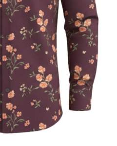 Camisa de Vestir Personalizada para Hombre con Estampado Floral Color Ciruela, Corte Entallado, Botones, Manga Larga, Informal, para Fiesta, Mezcla de Algodón, Hecha a Medida, OEM - Product Image 6