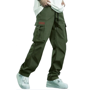 Men's Canvas <b>Cargo</b> Pants Multiple Pockets Elastic Waist Anti-Pilling <b>Wide</b> <b>Leg</b> Midweight Straight Fit Breathable Casual Spring - Product Image 3
