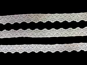 Cinta de encaje de organza de nailon blanco premium de fábrica, con diseño de abanico festoneado, delicado encaje bordado transparente - Product Image 3