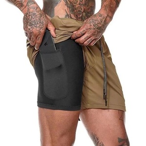 <b>Mens</b> 2 in 1 Gym <b>Shorts</b> <b>Compression</b> Liner Running Workout Athletic <b>Shorts</b> with Phone Pocket - Product Image 1