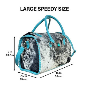 Sacs de voyage en cuir de vachette faits à la main de grande capacité, style western, avec concho en pierre turquoise, sacs à bandoulière et sacs de sport - Product Image 2