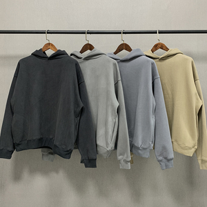 <b>Men</b> <b>Grey</b> Heavyweight Hoodie Oversized Fleece Pullover Plain Streetwear Drop Shoulder Hooded <b>Sweatshirt</b> Wholesale Bulk - Product Image 2
