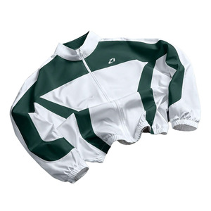 Men's White Green Color Block Track <b>Jacket</b> With <b>Zipper</b> Stand Collar Sporty Style Breathable Polyester Spring Racer Men's <b>Jackets</b> - Product Image 5