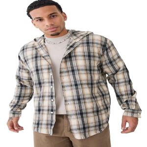Nouvelle chemise à capuche en flanelle à la mode de la meilleure qualité veste pour hommes chemise à carreaux à manches longues et boutonnée à travers la mode décontractée - Product Image 1