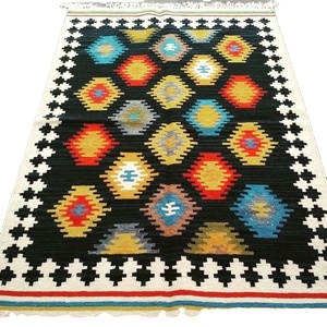 Kilim dhurrie ชุดพรมปูพื้นขนแกะคอตตอนมีสไตล์นอกจากนี้แฮนด์เมดแบบพรีเมี่ยมสำหรับห้องนั่งเล่นของตกแต่งบ้าน - Product Image 1