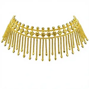 Stylish Cute 18K Gold Plated Arabic Chokers Necklace Heart-Shaped Pendant for Women Babies Brass Link <b>Chain</b> 18 Inches Length - Product Image 1
