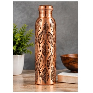 Leakproof <b>Copper</b> <b>Water</b> <b>Bottle</b> With Floral Design Portable Travel Drinkware - Product Image 5