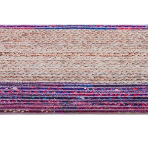 High Strengthen Oval Braided Jute Area Rug Striped Bohemian Style Non Slip Flat Weave Living Room Decor - Product Image 2
