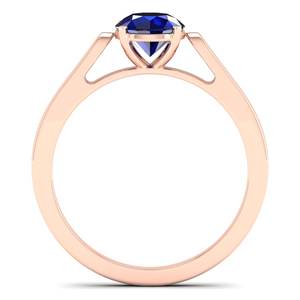 Anillos de compromiso REYES elegantes de plata de ley 925 con moissanita para mujer, corte redondo, 1 quilate, anillos solitarios con gema de zafiro azul - Product Image 4