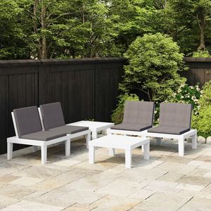 Juego de Muebles de Jardín de Plástico Blanco de 4 Piezas con Asientos Grandes, Juego de Jardín Premium - Product Image 1