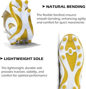 Hot Men's <b>Boots</b> White and Gold Synthetic Football Cleats with Rubber Outsole for Outdoor Sports Sneakers Customised Soccer Shoes - Product Image 5