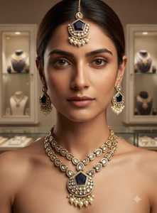 Fancy Collection Classic High Quality Gold Plated Geometric Design Claw Setting Imitation Pearl Kundan Latest Designed <b>Set</b> - Product Image 5