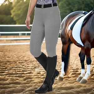 Leggings d'entraînement équestre pour femmes, avec grip en silicone aux genoux, haute élasticité, respirants, pour l'équitation - Product Image 4