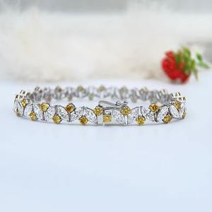 RAMDUT IMPEX RD-MTB42 Trendy Silver Plated Moissanite Tennis Bracelet Marquise Cut Leaf Vine Link Sparkling Wedding <b>Gift</b> Unisex - Product Image 1