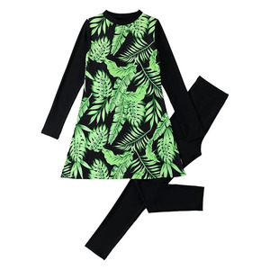 Comfortable Breathable Sustainable Modest Swim Suit <b>Islamic</b> Burkinis 2 Piece Set High Cut <b>Print</b> Crystal Solid Color Burkini - Product Image 6