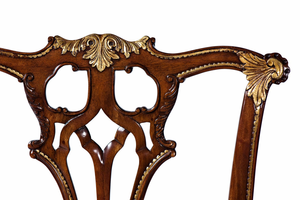เก้าอี้ข้างไม้มะฮอกกานีแกะสลักสไตล์อังกฤษคลาสสิก ประดับด้วยทองคำเปลว - Product Image 6