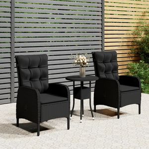 Ensemble bistro patio 3 pièces en poly rotin noir - Product Image 1