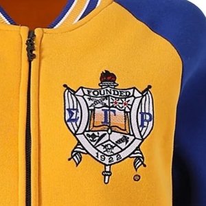 Sigma Gamma Rho Fleece Varsity <b>Jacket</b> Chenille Embroidery Greek Sorority Apparel Women Premium <b>Zip</b> <b>Up</b> - Product Image 3