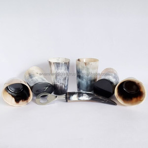 Personalizado exquisito Vintage oso bebiendo Koi taza hecha a mano cuerno Natural corto antiguo tallado estilo Animal negocio perfecto - Product Image 1