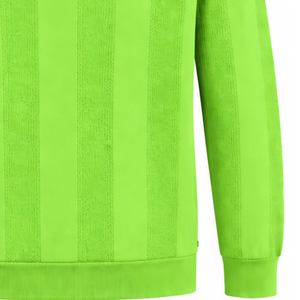 Neon Lime <b>Green</b> <b>Mens</b> Long Sleeve Knitted <b>Polo</b> <b>Shirt</b> Textured Vertical Stripe Pattern Ribbed Hem Smart Casual Premium Fashion - Product Image 5