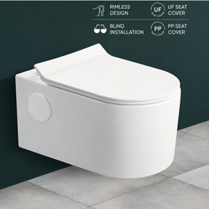 WC suspendu sans bride PARKER, monobloc en porcelaine, siphon en S, réservoir encastré, design minimaliste, mobilier de salle de bain, écologique - Product Image 3