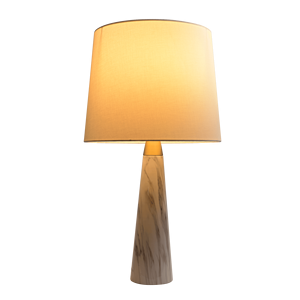 Lampe de table Enclave Hydro blanche avec interrupteur marche/arrêt, base en faux marbre et abat-jour en tissu - Product Image 2