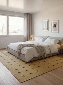 Modern Geometric Living Room Rug with Cross Pattern Flatweave Wool Handmade Minimalist Thin Area Rug for Home Use - Product Image 3