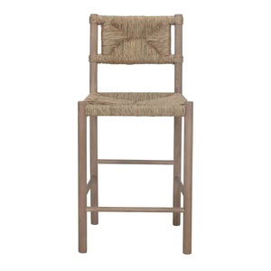 Tabouret de bar en rotin tissé à la main de qualité supérieure avec dossier circulaire et structure naturelle pour café, bar, comptoir de cuisine - Product Image 2