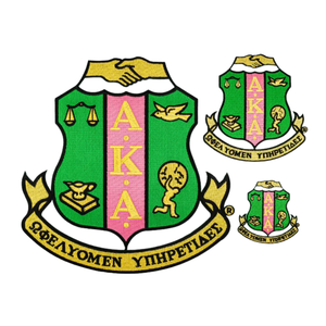 Green Pink and Gold Shield Iron On Embroidered Patch Premium Applique Badge for Jackets Backpacks <b>Hats</b> and Uniforms - Product Image 1