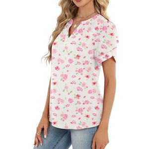 Chemises en mousseline de soie pour femmes, imprimées de fleurs multicolores, col en V, manches papillon, légères, tunique de vacances - Product Image 2