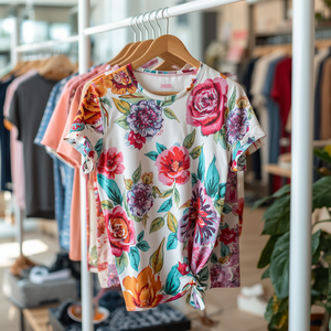เสื้อยืดแขนสั้นผู้หญิงลายกราฟิก ผ้าสเตรช สวมใส่สบาย เหมาะสำหรับงานอีเว้นท์ พร้อมบริการรับผลิตแบบ OEM ODM - Product Image 5