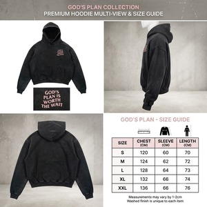 Sudadera con capucha negra para hombre con bolsillo frontal y estampado de "El plan de Dios vale la pena esperar" Ropa informal de otoño - Product Image 6
