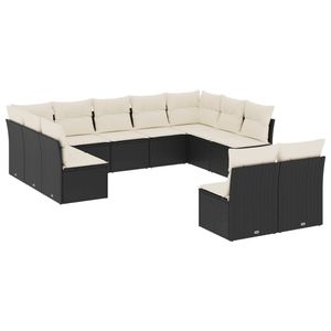 Set Divano da Giardino Nero e Bianco Crema - Product Image 2