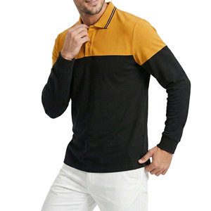 เสื้อโปโลชายแขนยาวสั่งทำขายส่งพร้อมโลโก้ของตัวเอง ผ้าเนื้อแน่น คอเสื้อแบบมีปลาย ตัดเย็บสีตัดกัน - Product Image 1