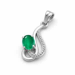 Colgante de ónix verde de corte ovalado chapado en rodio de plata de ley, moderno, al por mayor, hecho a mano, regalo minimalista para ella, joyería de mayo - Product Image 1