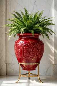 Ensemble de 3 pots de fleurs en métal galvanisé avec support en fer noir et plateau en bois pour le jardin - Product Image 6