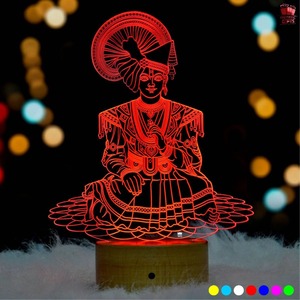 Lampe de nuit LED 3D Illusion Swaminarayan de qualité export, lumière décorative en acrylique pour salle de Pooja, temple domestique, chambre à coucher - Fournisseur en gros - Product Image 5