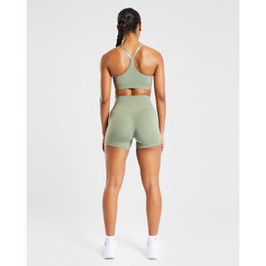 Soutien-gorge de sport vert olive personnalisé en gros, bretelles réglables, décolleté en V, soutien-gorge de sport à fort impact pour femmes - Product Image 2